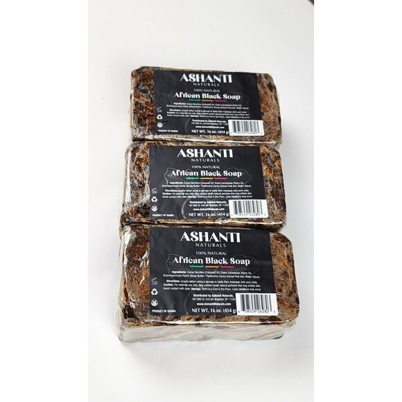 Ashanti African Fragrance Free Black Soap, 3 bars, 46oz /1362g